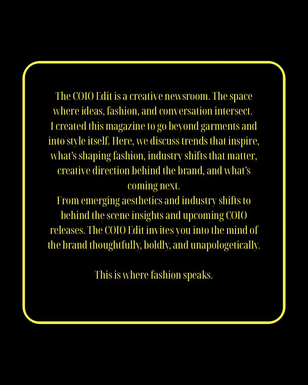 The COIO Edit